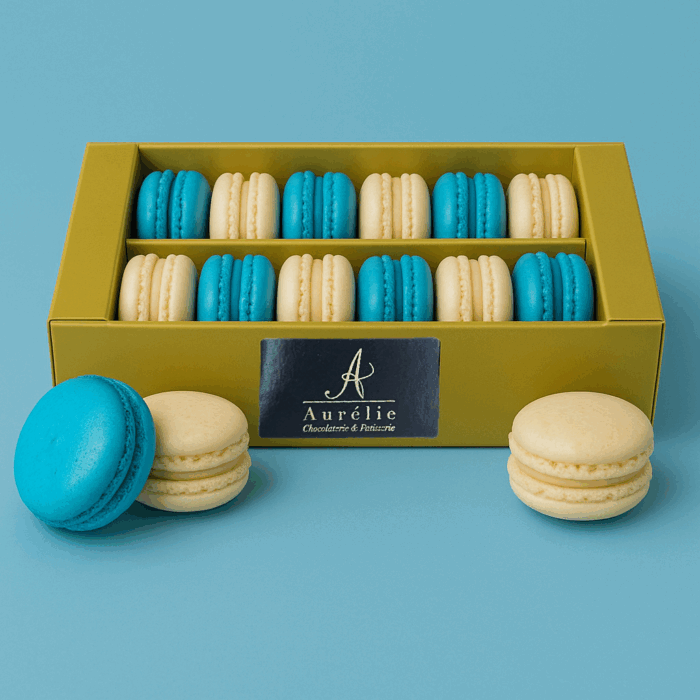 Macarons Blauw/Wit 14 stuks